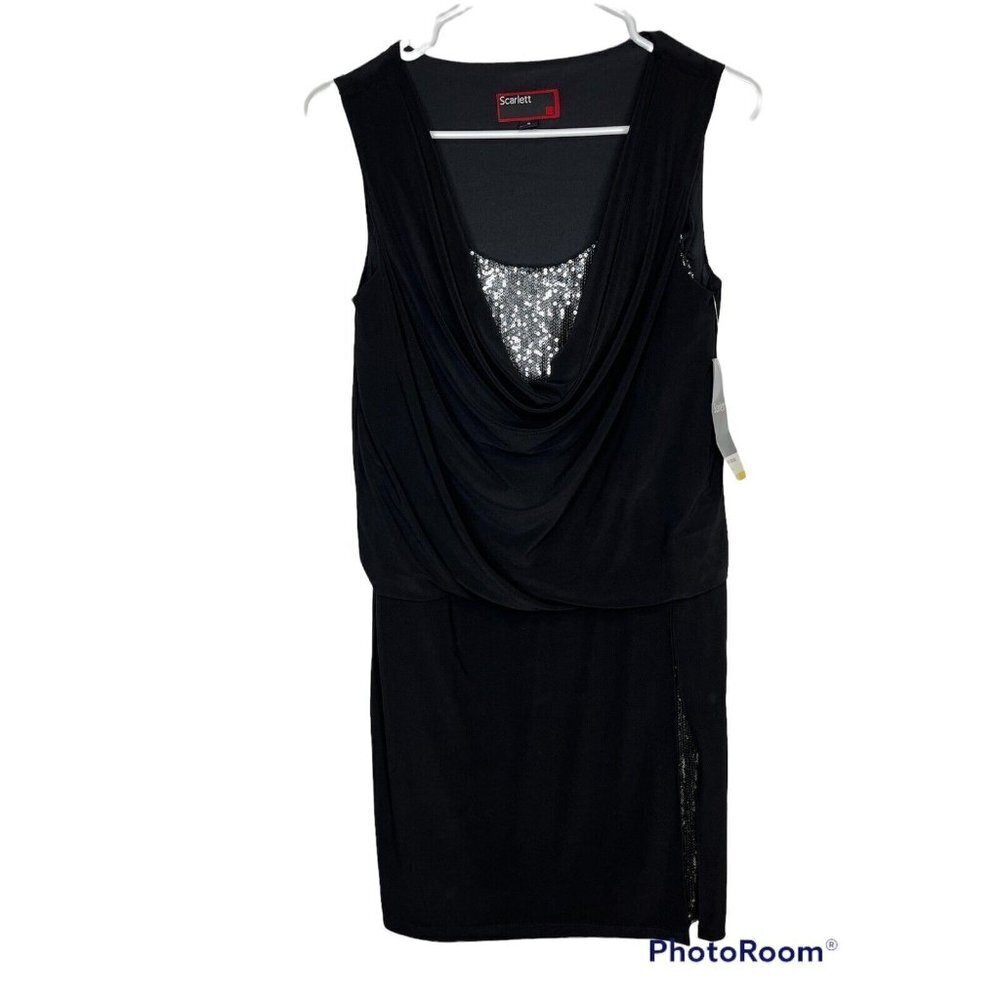 Womens Scarlett Black Sequin Sleeveless Formal Midi Dress Size 4 NWT (C11)
